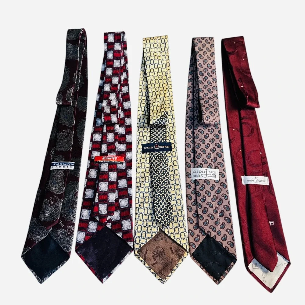 Tommy Hilfiger Oscar de la Renta Paco Rabanne‎ 5Pc Necktie Bundle Preowned